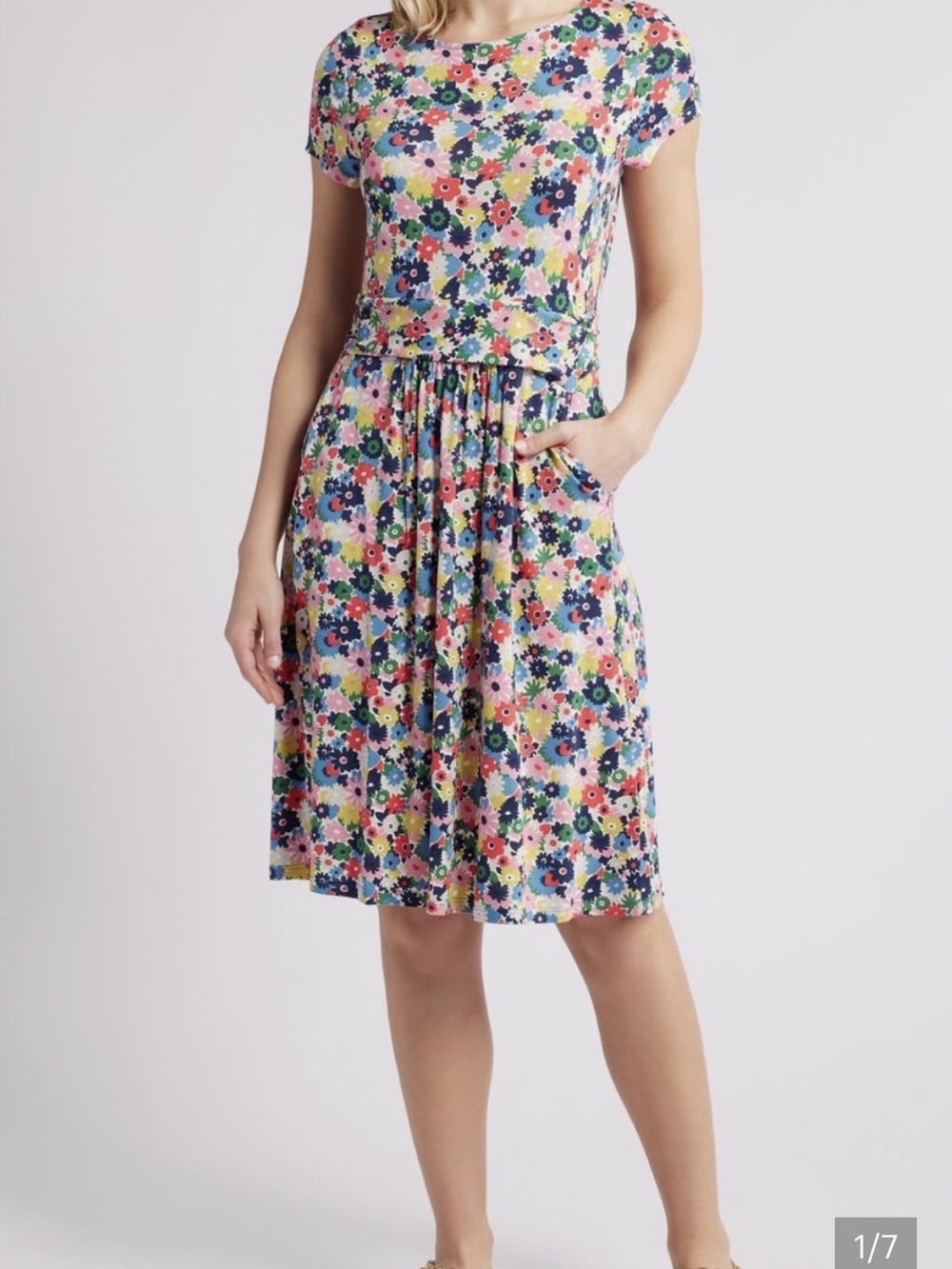 Boden Floral Amelie Jersey Midi Dress In Paintbox Ditsy